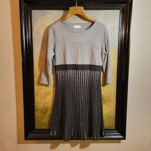 Calvin Klein Gray and Black Knit Dress